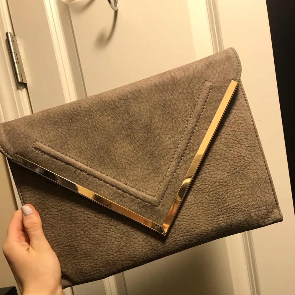 Gray large envelope clutch/crossbody